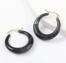 Load image into Gallery viewer, Midnight Marble Hoops
